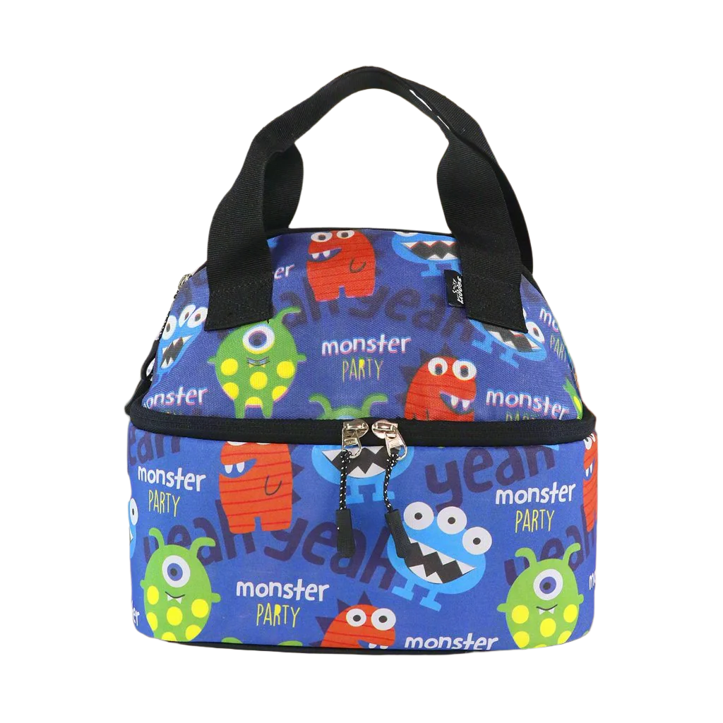 Smily Kiddos Double Decker Lunch Bag Monster Theme - Blue LxWxH :25.5 X 17 X 20 CM