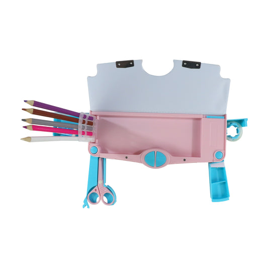 Smily Kiddos Pop Out Pencil box Rainbow Animals - Teal Blue