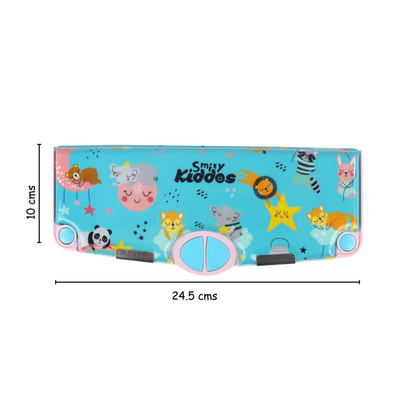 Smily Kiddos Pop Out Pencil box Rainbow Animals - Teal Blue