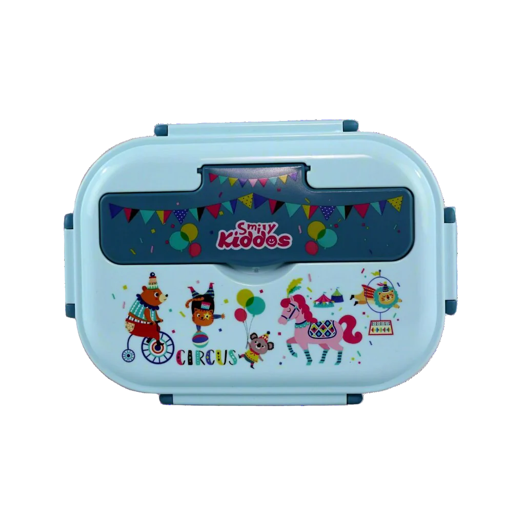 Smily kiddos Stainless Steel Circus Theme Lunch Box - Light Blue for 3+ years
