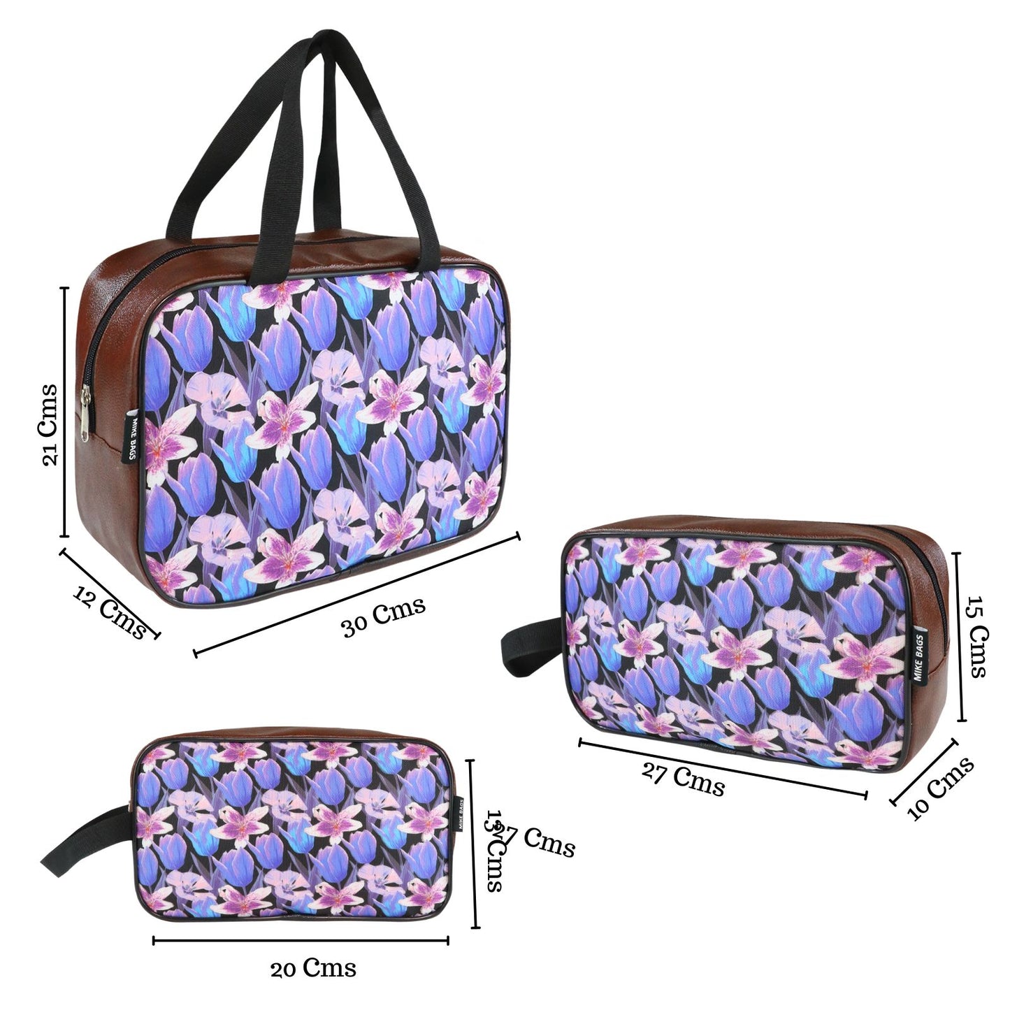 Mike Multi-Functional Makeup Pouch for Women set of 3 - Brown