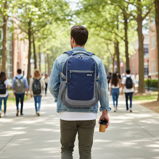 Mike Pro Vault Backpack - Navy Blue & Grey