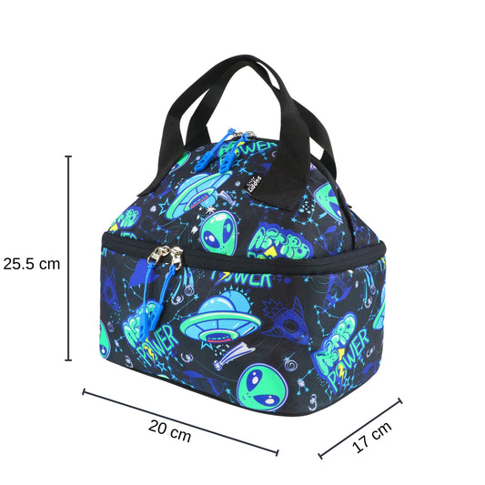 Double Decker Lunch Bag - Alien Theme - Black size view