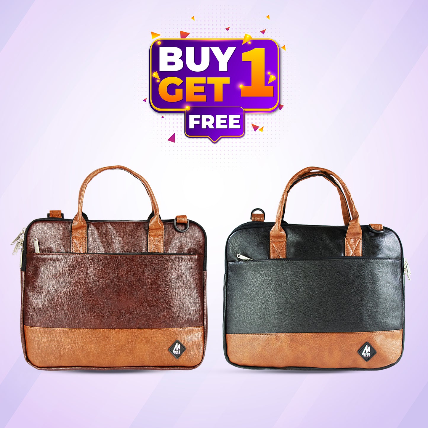 Mike Executive File Bag - Combo Pack of 2 Black & Tan