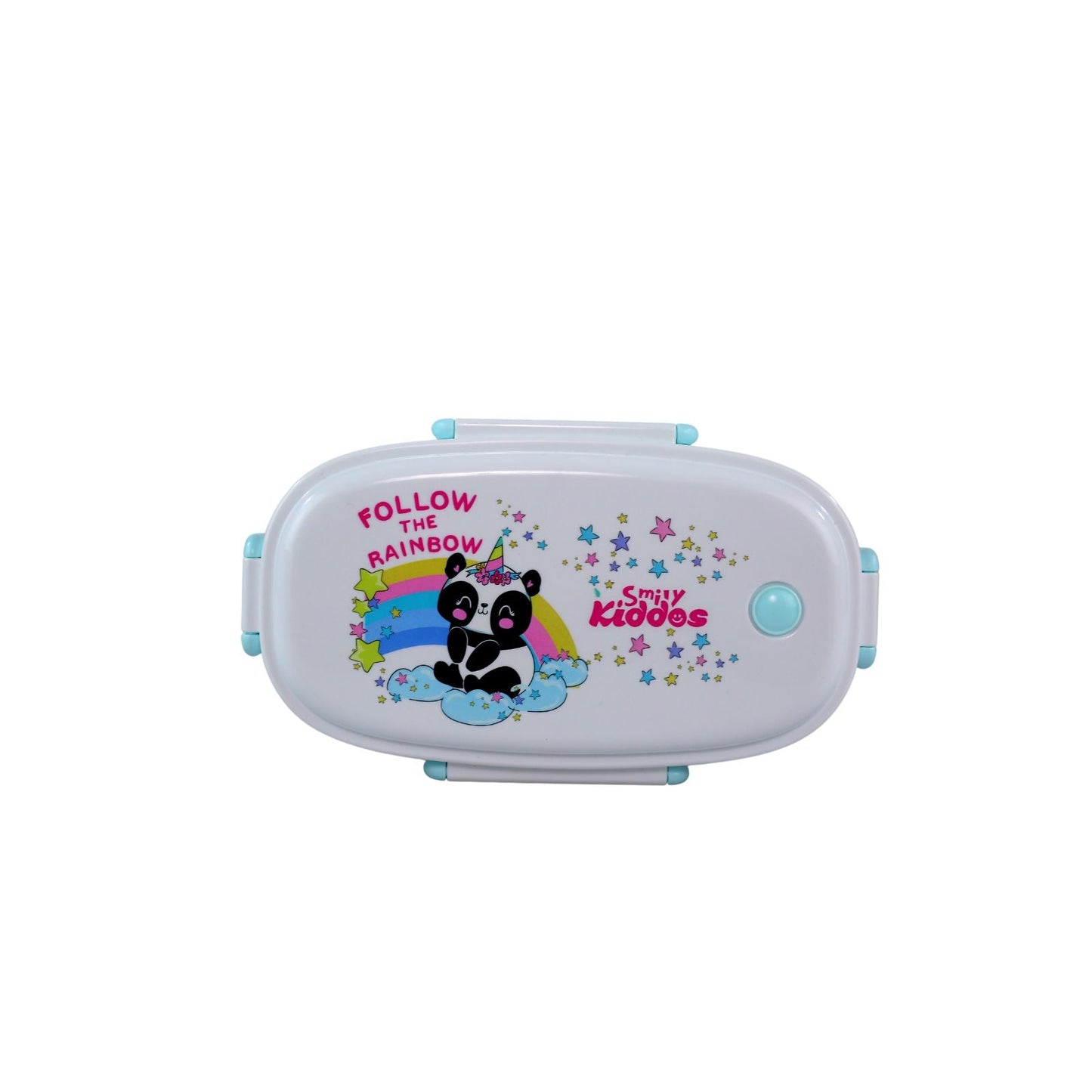 Smily kiddos Stainless Steel Lunch Box Small Rainbow Panda Theme - Light Blue 3+ years