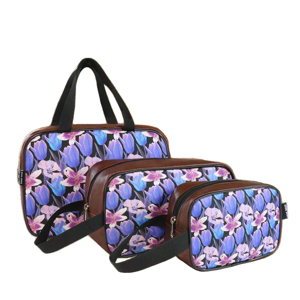 Mike Multi-Functional Makeup Pouch for Women set of 3 - Brown