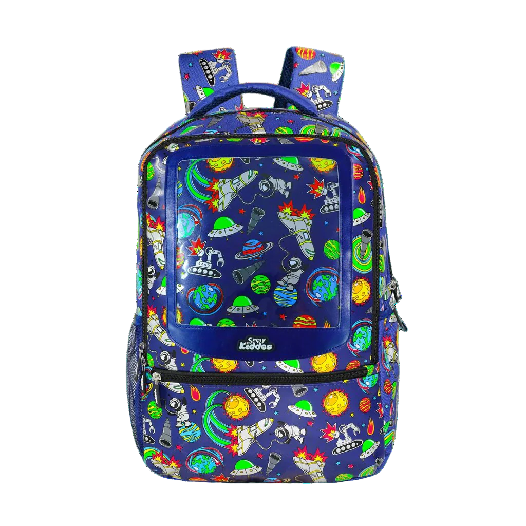 Smily Kiddos 17 inch Backpack Space Theme | Blue