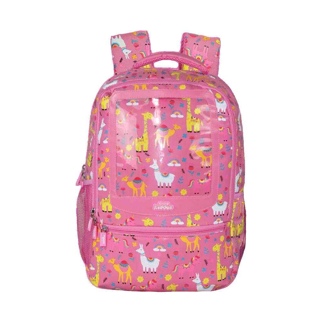 Smily Kiddos 17 inch Backpack Animal Theme | Pink