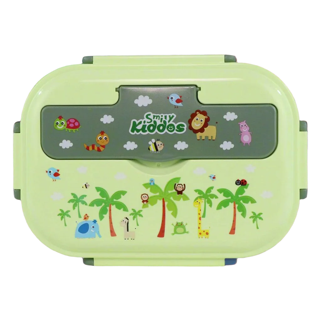 Smily kiddos Stainless Wildlife Theme Lunch Box - Green- Large