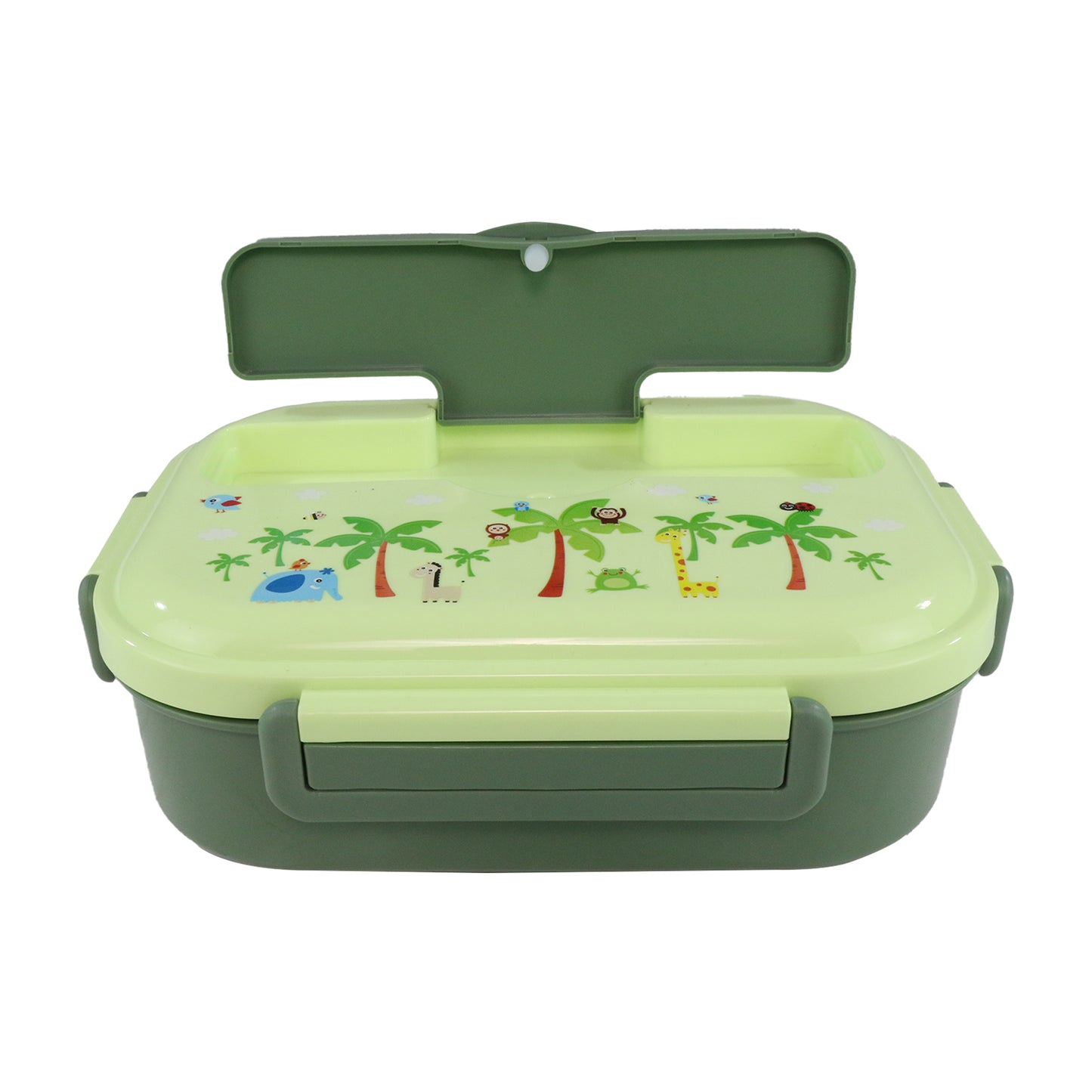 Smily kiddos Stainless Wildlife Theme Lunch Box - Green- Large