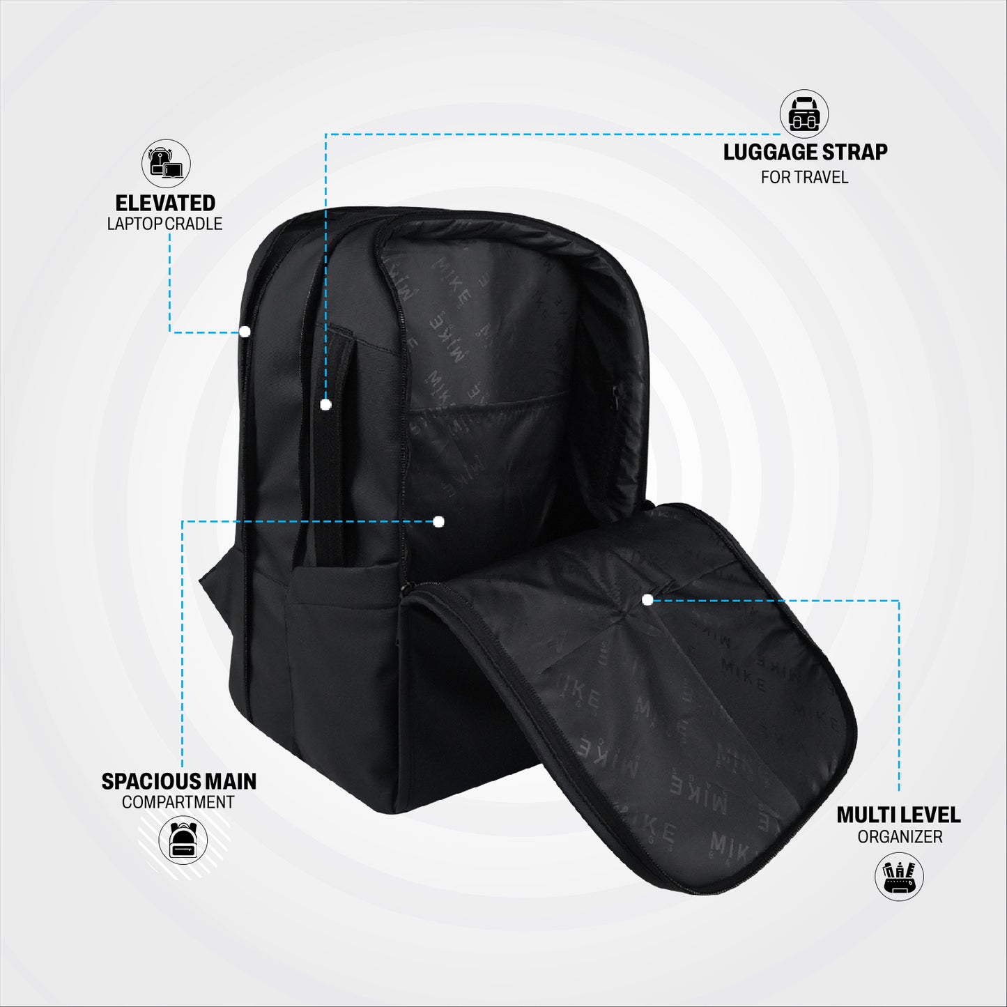 Mike Signature 37L Laptop Backpack - Black