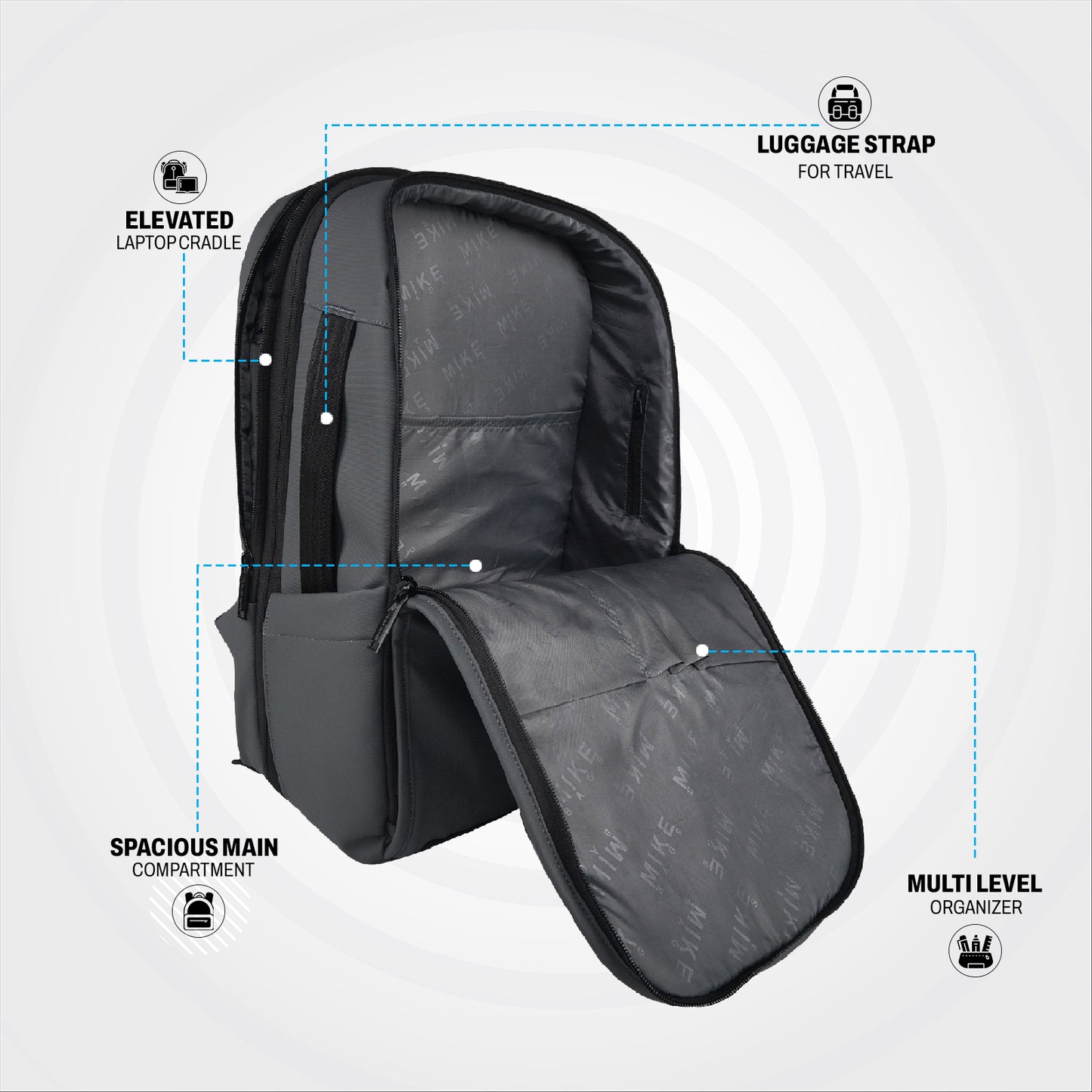 Mike Signature 36L Laptop Backpack - Grey