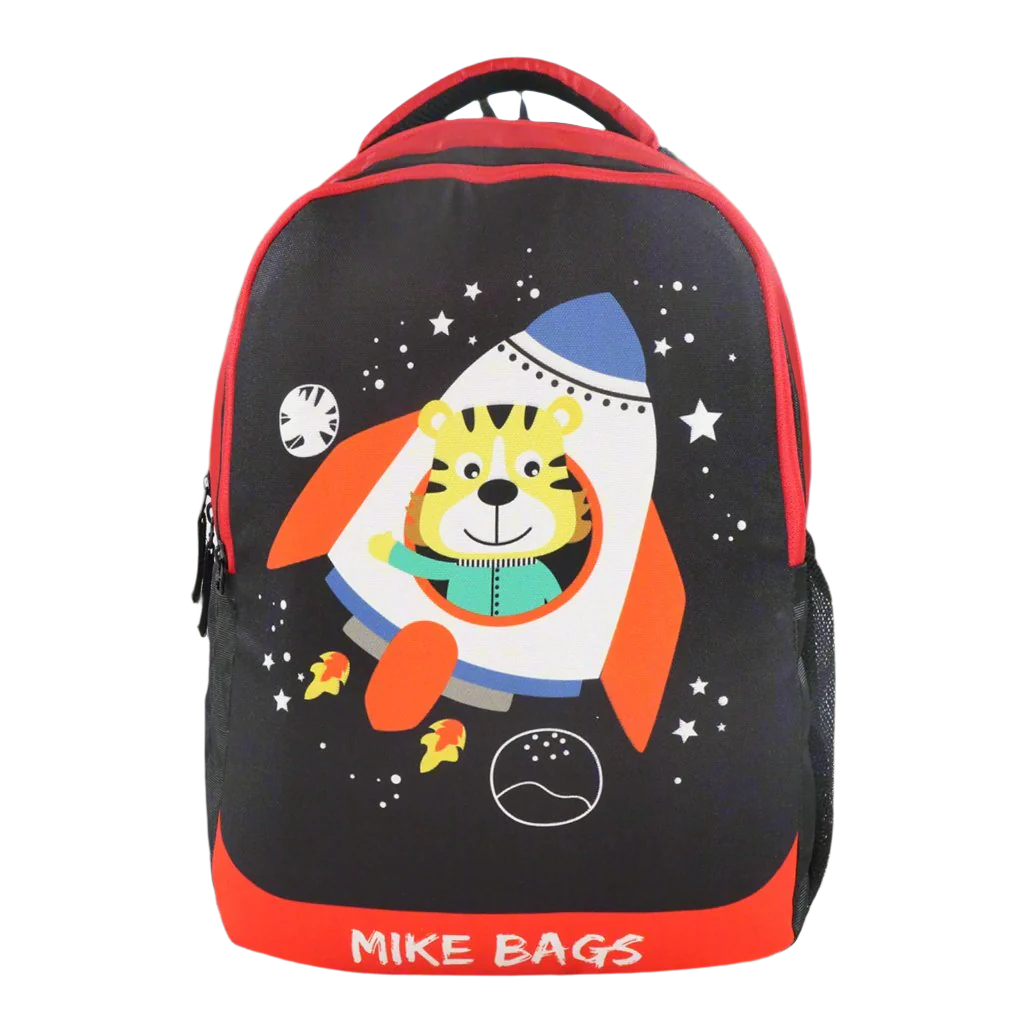 Mike Preschool Backpack Space Tiger - Black and Red