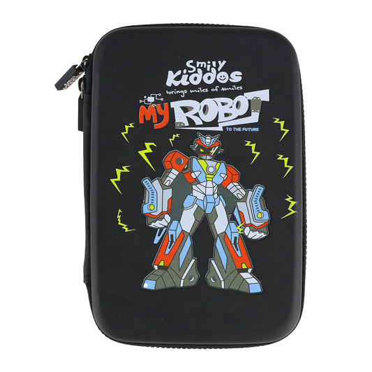 Smily Kiddos Single compartment Eva pencil case - Robot Theme Black