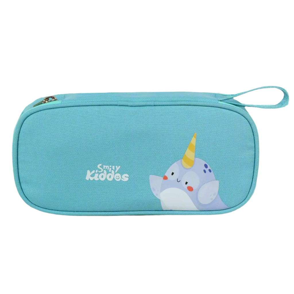 Smily Kiddos Zipper Pencil Pouch Narwhale Light Blue