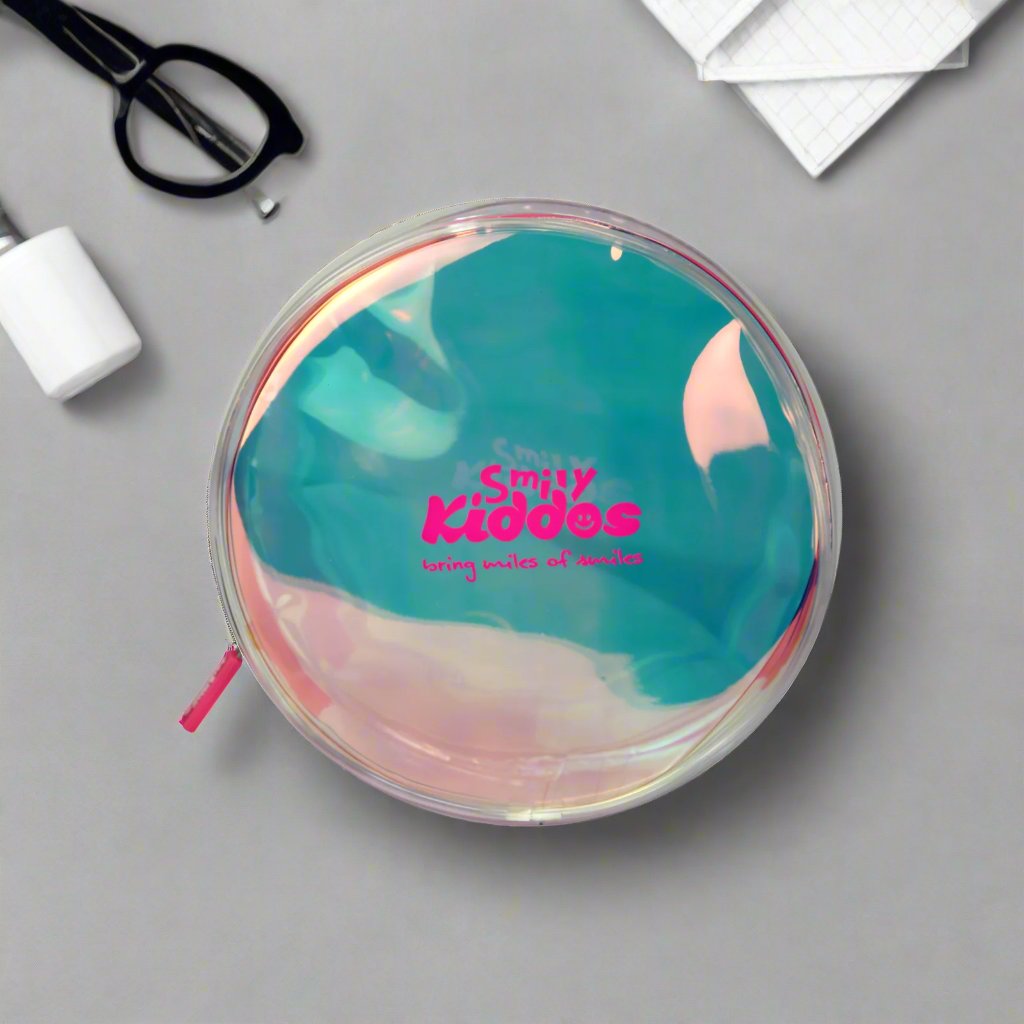 Smily Circle Transparent Pencil Pouch Pink