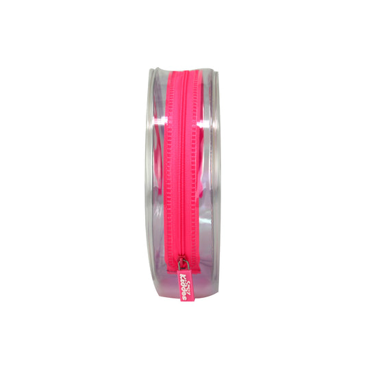Smily Circle Transparent Pencil Pouch Pink