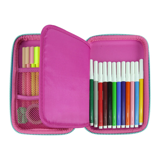 Smily Single Compartment Pencil Case Pink
