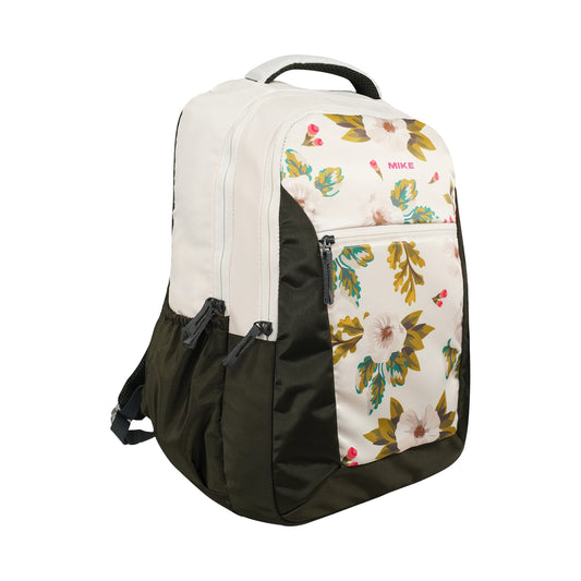 Mike Flora Backpack - White | 48L School Bag with Rain Cover