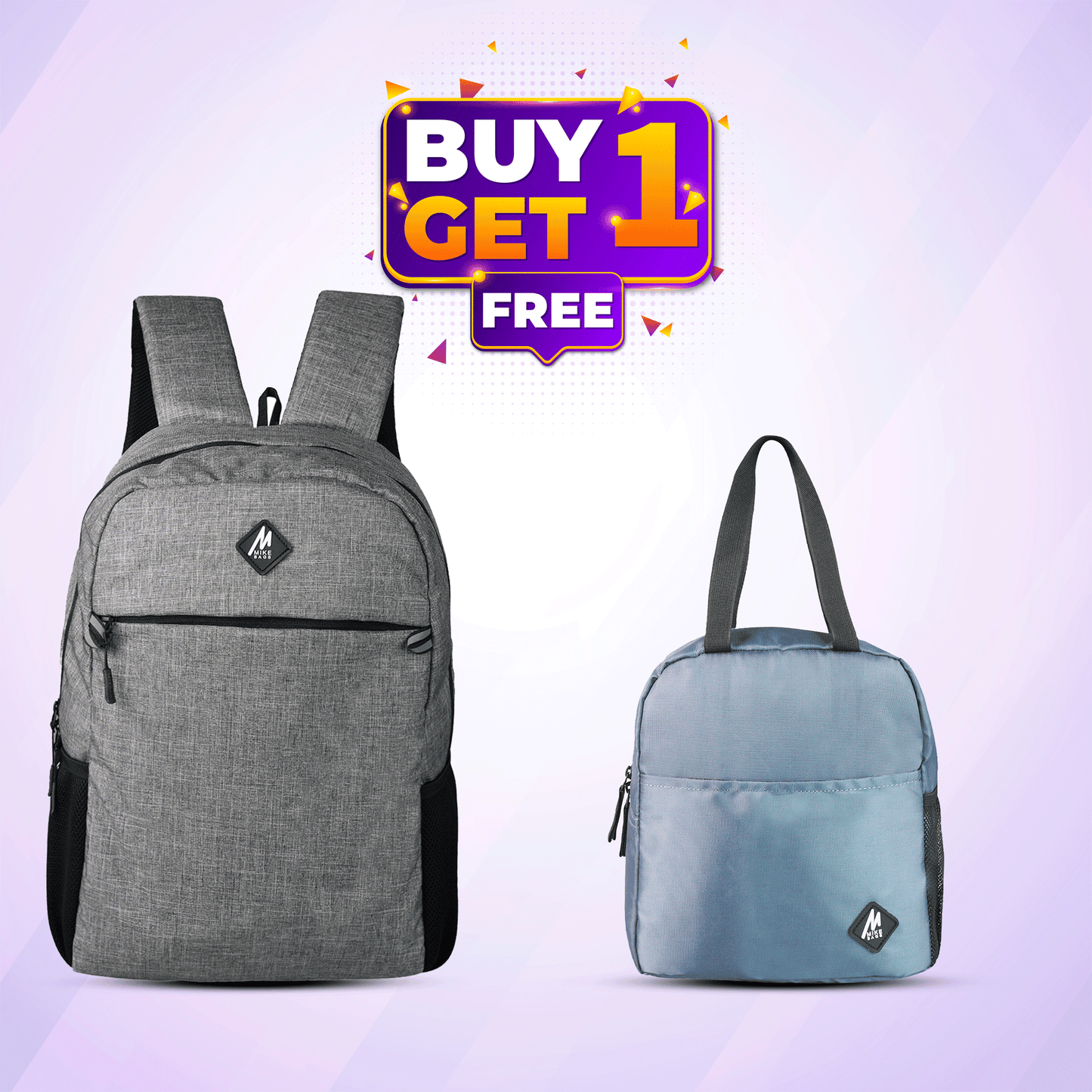 Mike Bag School/collage/office unisex Urban Tech Backpack & Joy Lunch bag combo offer Water resistant (Grey, 21 L)
