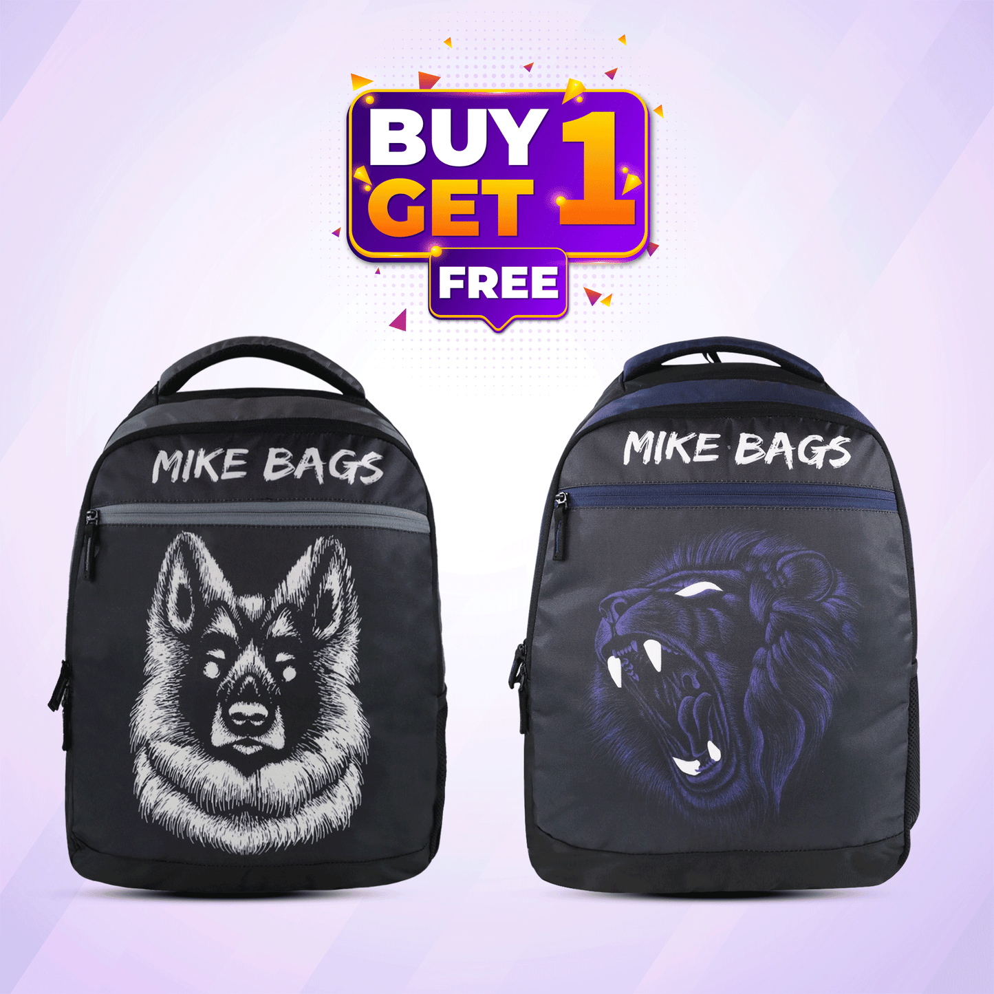 Mike School bag Unisex Backpack Polyester with Two Compartments combo offer Water ressitant Backpack (Black & Dark Blue, 27L)