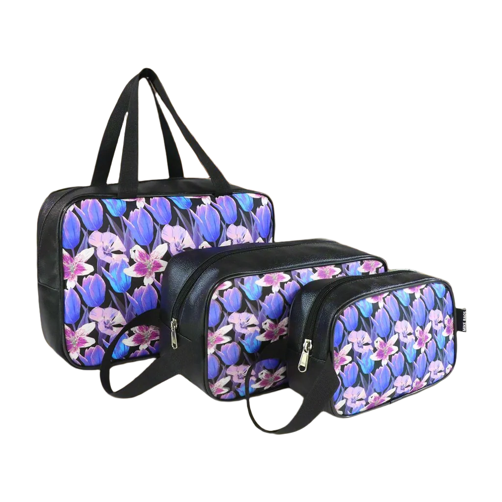 Mike Multi-Functional Makeup Pouch for Women set of 3 - Black