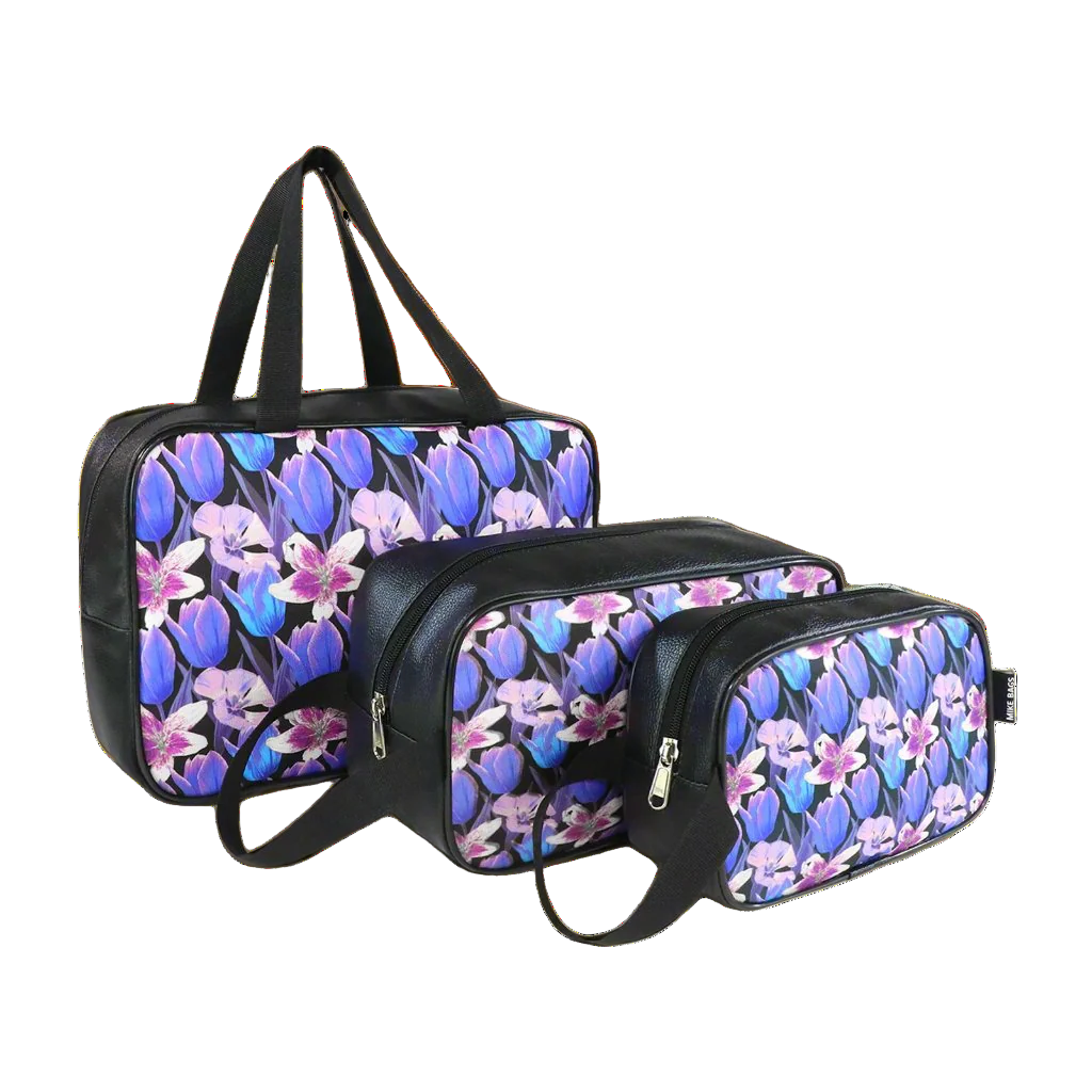 Mike Multi-Functional Makeup Pouch for Women set of 3 - Black
