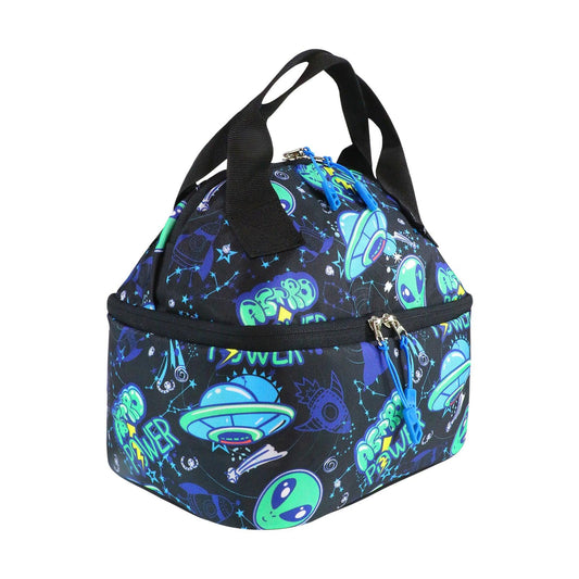 Alien Theme Double Decker Lunch Bag - Black