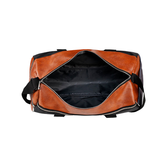 Mike Forge Leather Gym Bag - Tan & Black