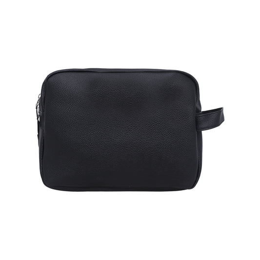 Mike Leather Make Up Pouch-Black