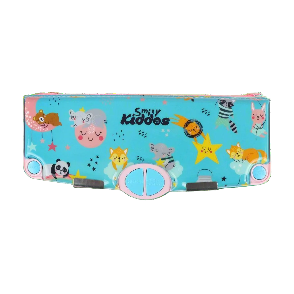 Smily Kiddos Pop Out Pencil box Rainbow Animals - Teal Blue