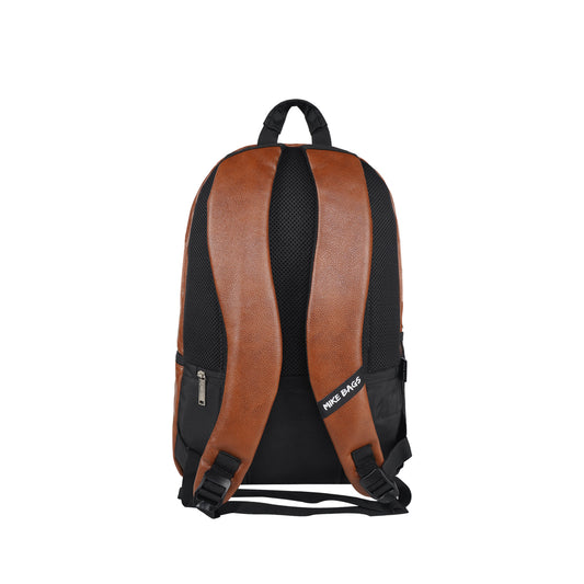 Mike Octane 21L Faux Leather Laptop Backpack - Tan