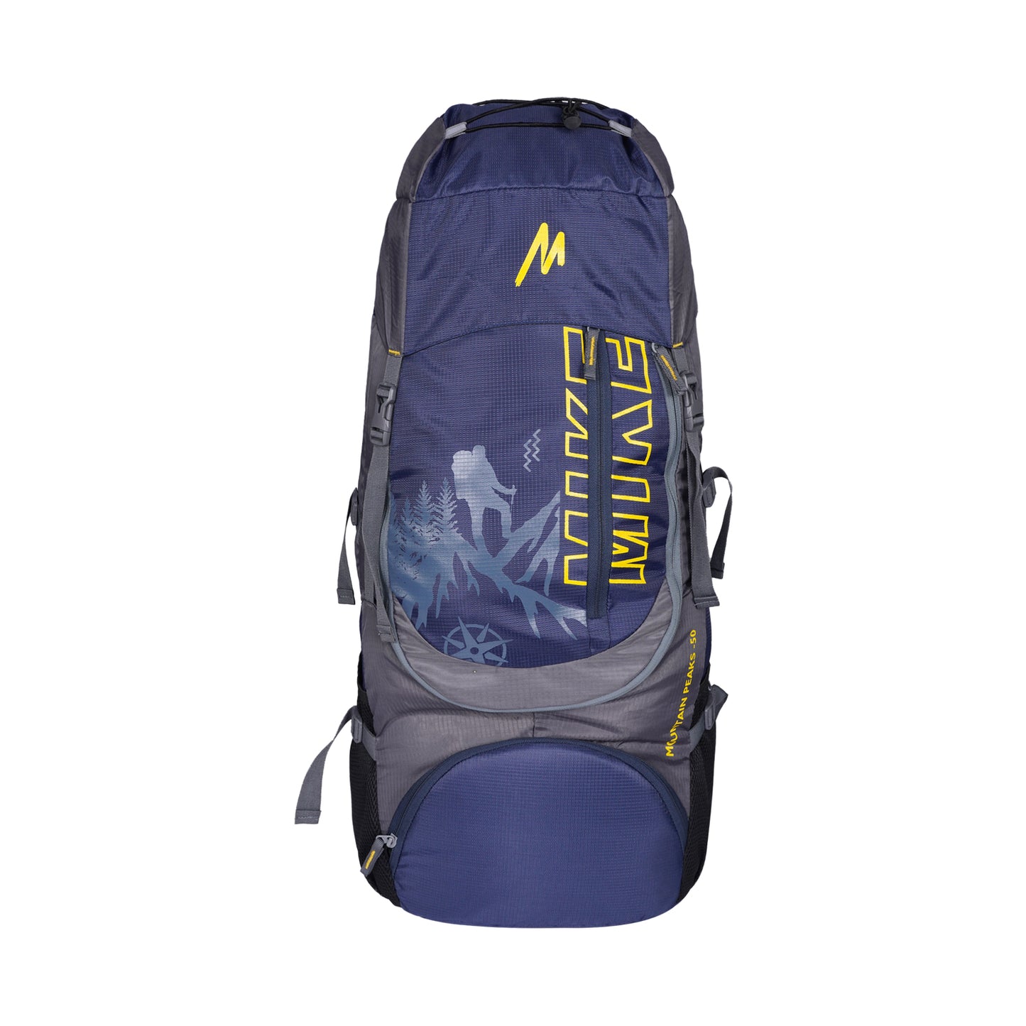 Mike 42L Mountain Peak Trekking Backpack - Navy Blue & Grey