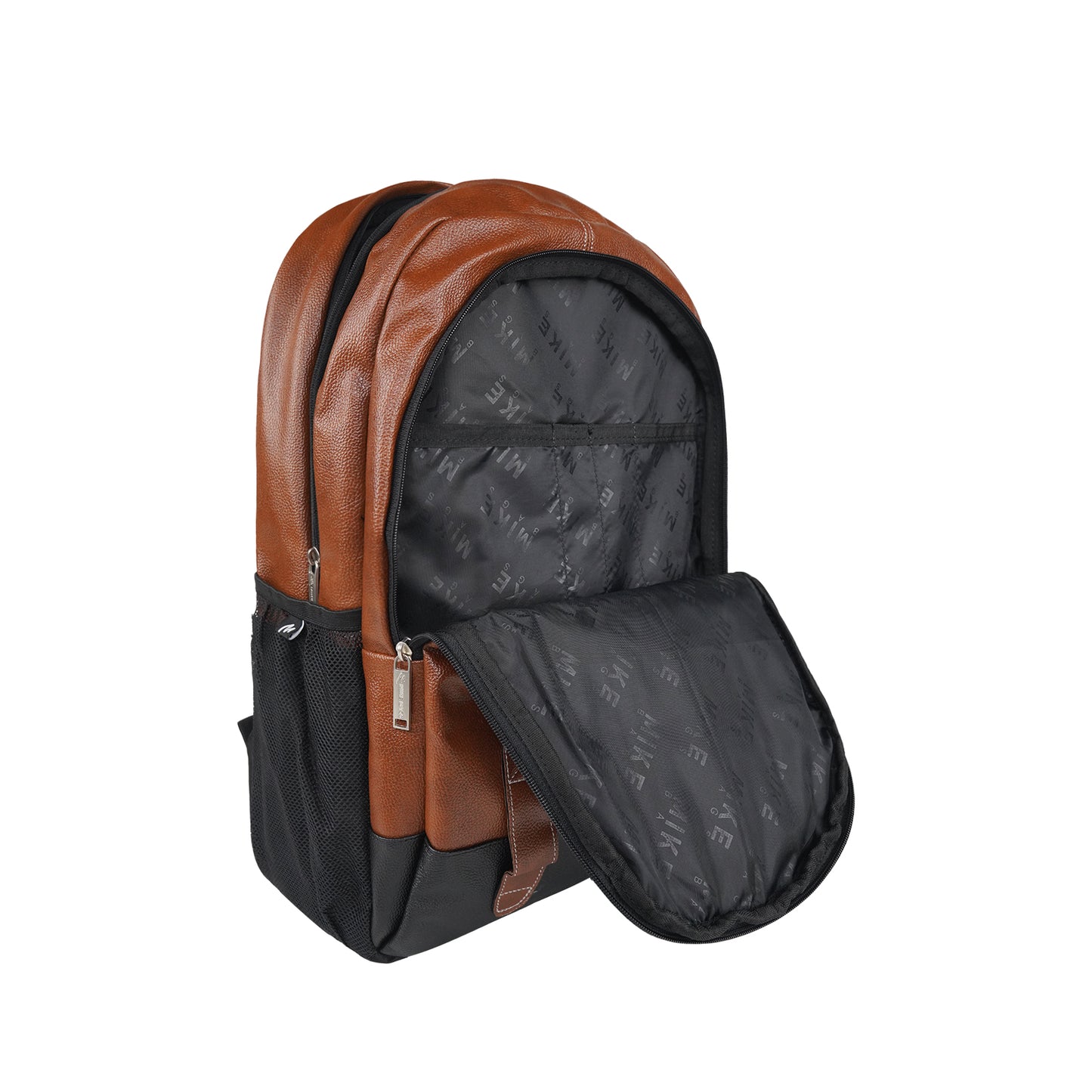 Mike Octane Faux Travel /College unisex Leather Laptop Backpack combo offer Water ressitant Backpack (Brown, 17 inches)