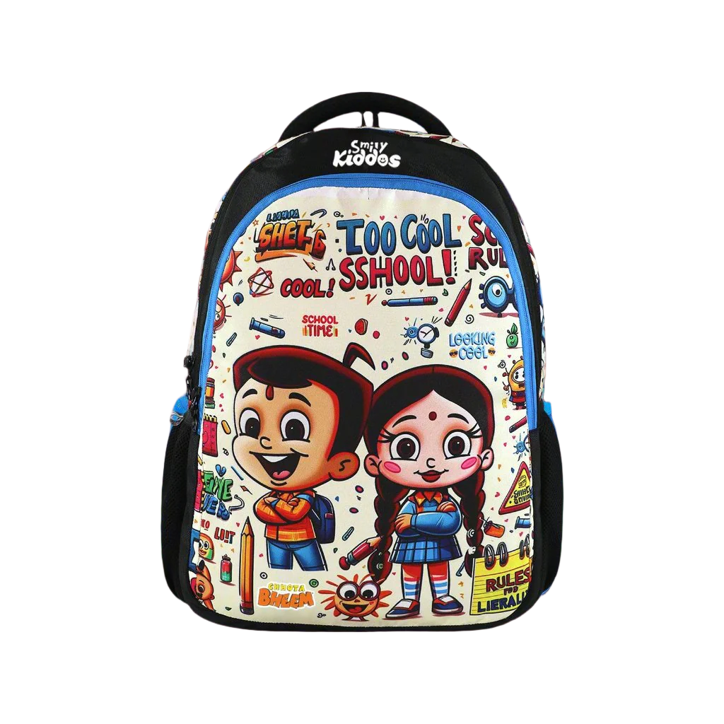 Smily Kiddos - Licensed Chhota Bheem Junior Backpack Too Cool III -Black & T Blue