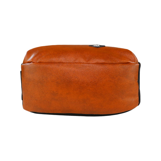 Mike Octane Faux Travel /College unisex Leather Laptop Backpack & Waist Pouch combo offer Water resistant Backpack (Brown, 17 inches)