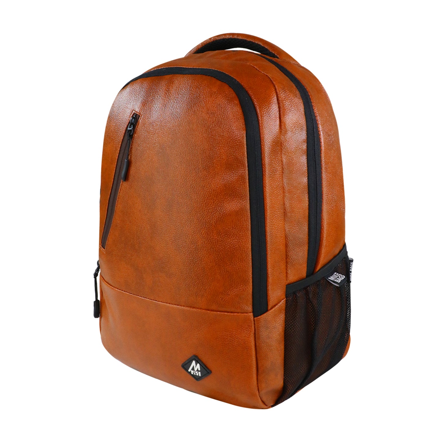 Mike Faux Leather 14 Inch Laptop Backpack - TAN
