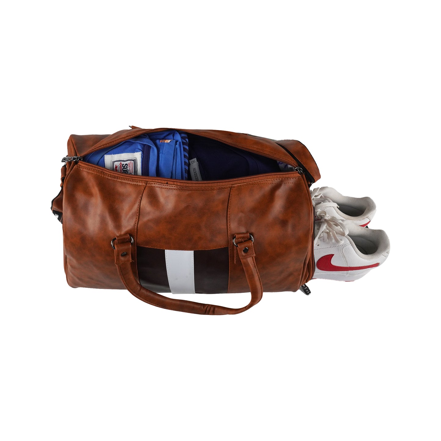 Mike Duffle Bag with Shoe Compartment - Brown