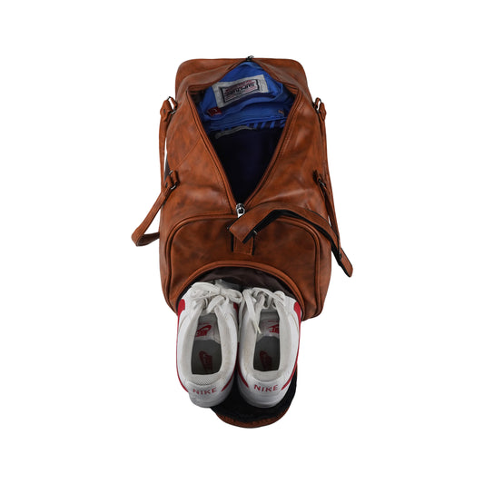 Mike Duffle Bag with Shoe Compartment - Brown
