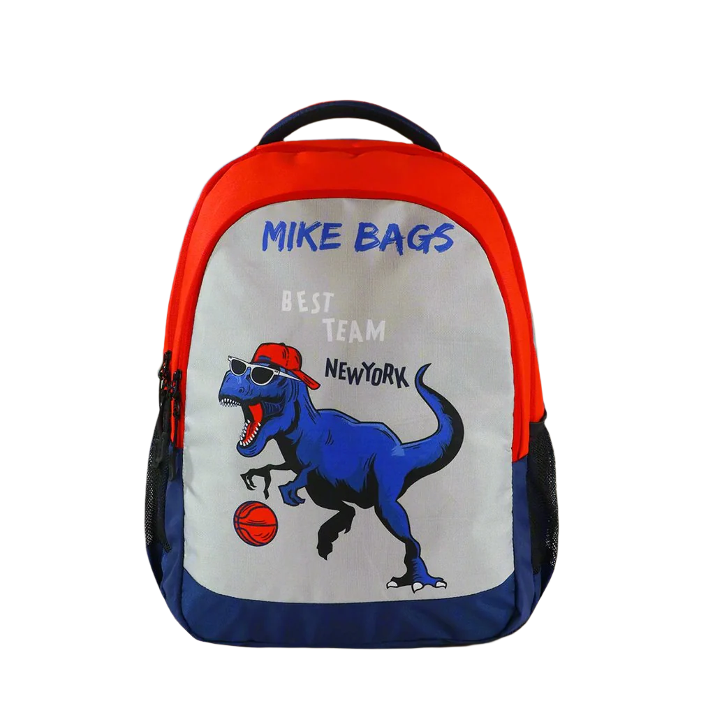 Mike Junior Backpack Playful Dino - Red & Navy Blue