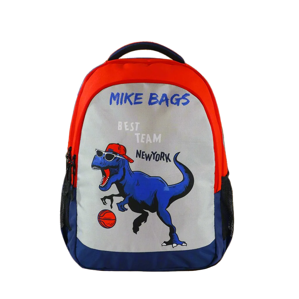 Mike Junior Backpack Playful Dino - Red & Navy Blue