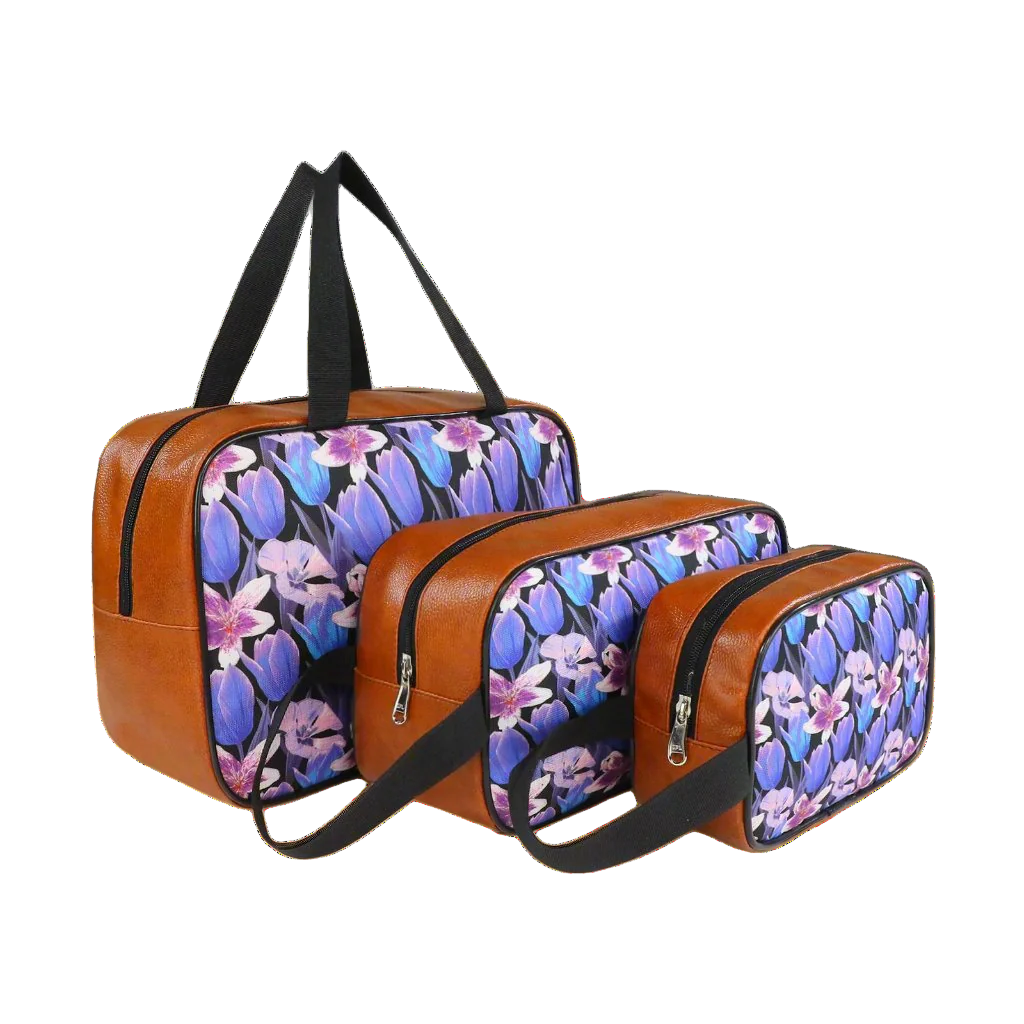 Mike Multi-Functional Makeup Pouch for Women set of 3 - Tan