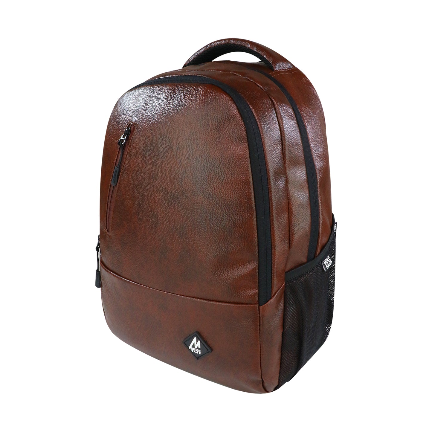 Mike Octane Faux Travel /College unisex Leather Laptop Backpack combo offer Water ressitant Backpack (Brown, 17 inches)