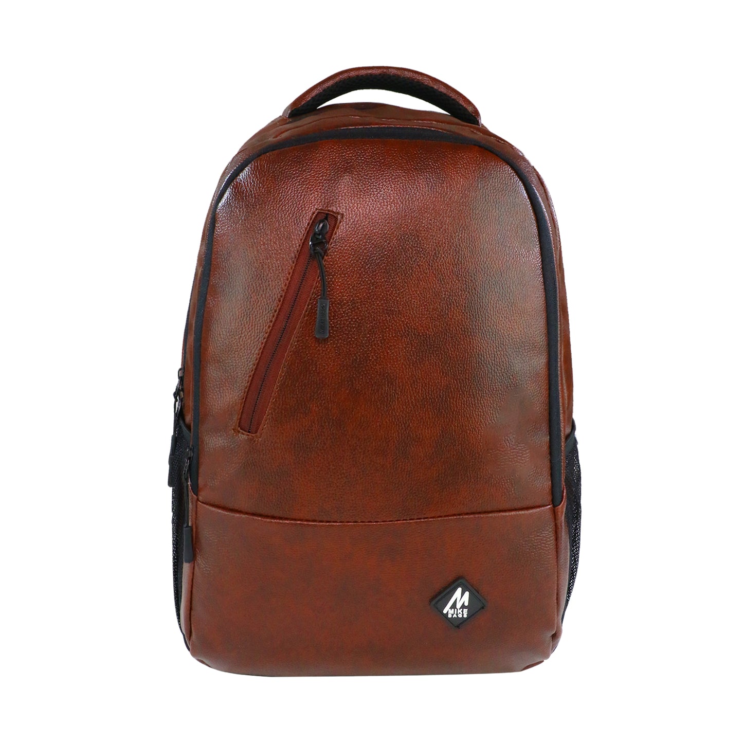 Mike Faux Leather 14 Inch Laptop Backpack - Brown