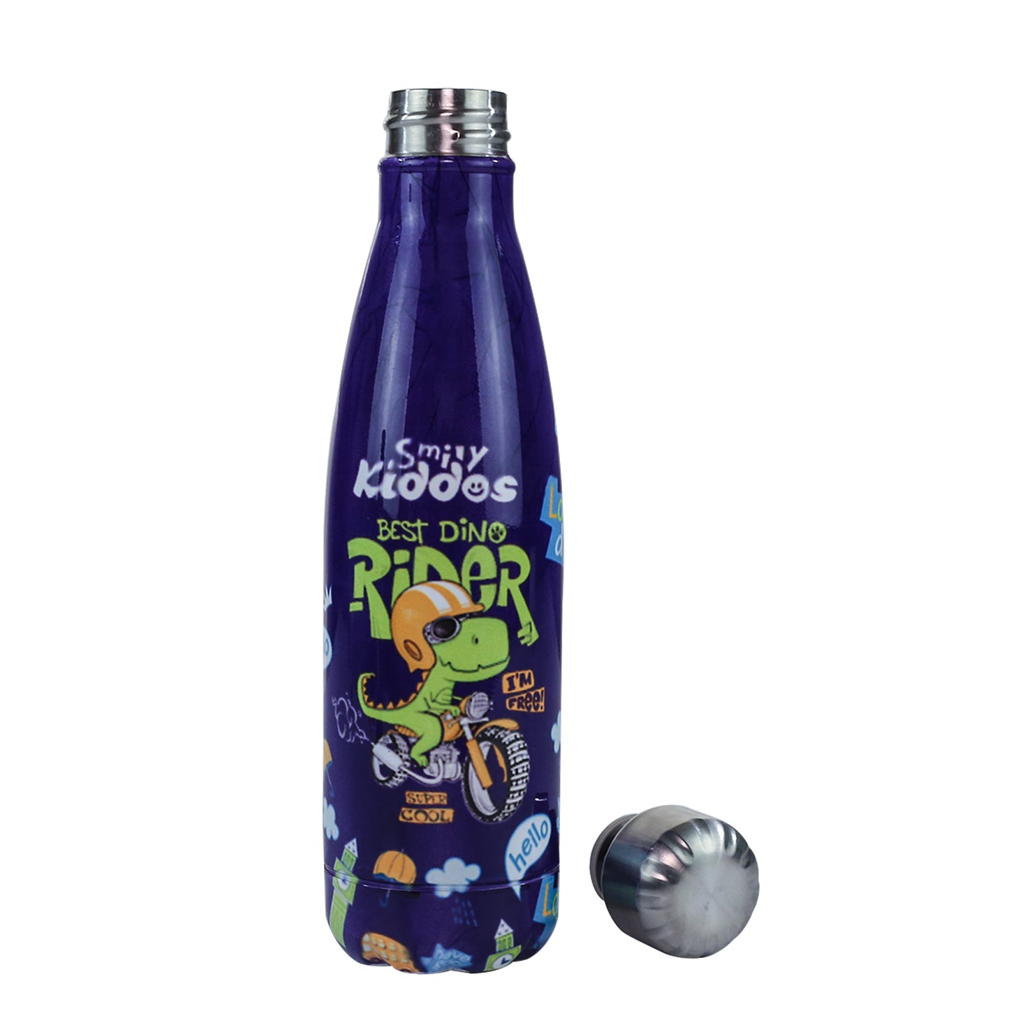 Smily Kiddos Steel Water Bottle Violet - Rider Dino Theme