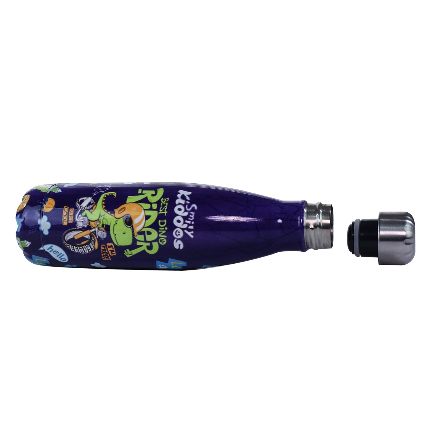 Smily Kiddos Steel Water Bottle Violet - Rider Dino Theme
