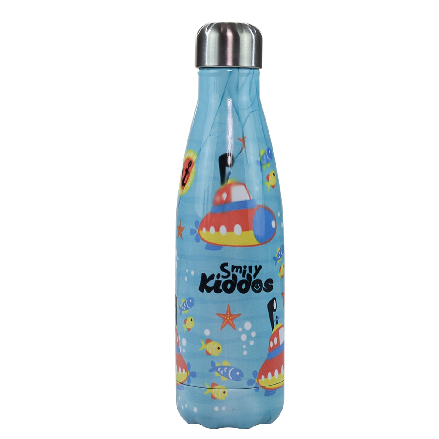 Smily Kiddos Steel Water Bottle Light Blue - Deep ocean Theme