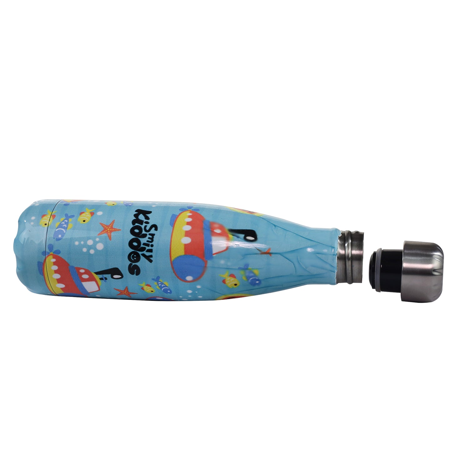 Smily Kiddos Steel Water Bottle Light Blue - Deep ocean Theme