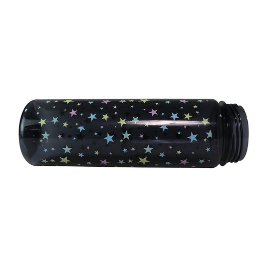 Smily Kiddos water bottle 500 ml with Flip Top Nozzle - Happy Star Theme in Black & Pink