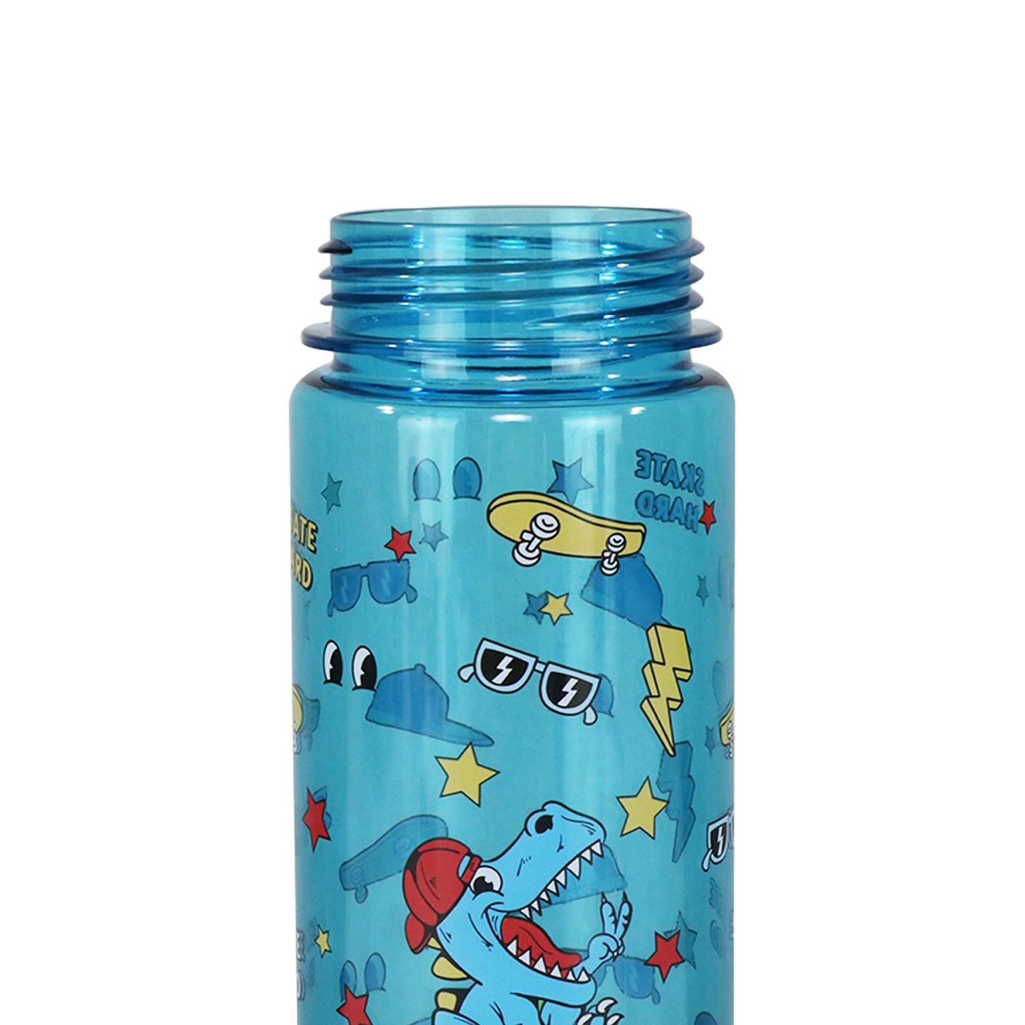 Smily Kiddos Straight Water Bottle With Flip Top Nozzle Dinosaur Theme - Blue & Red